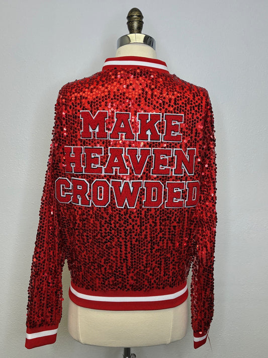 Custom Red Make Heaven Crowded - Charlie Kirk Commemorative Jacket