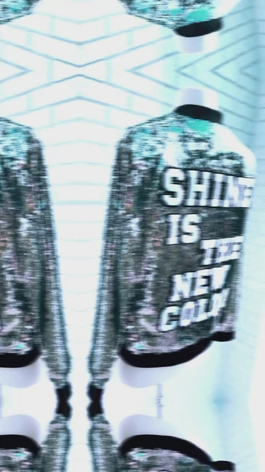 Silver “SHINE IS THE NEW COLOR” Beautiful Sequin Jacket