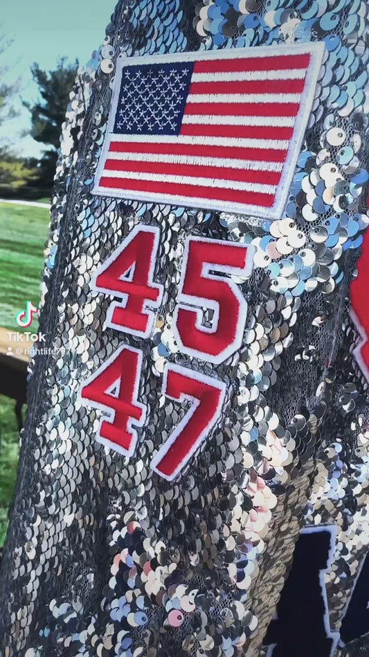 Silver "Trump Won Again" Sequin Jacket